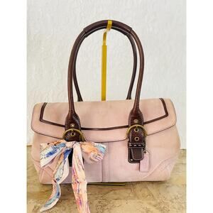 Rare Coach SOHO pale lilac Leather suede Shoulder bag HandBag 9674
